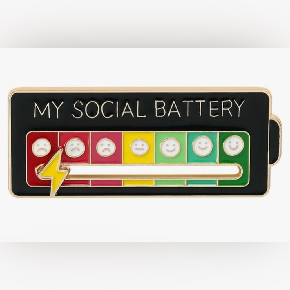 NEW Social Battery Functional Sliding Enamel Pin